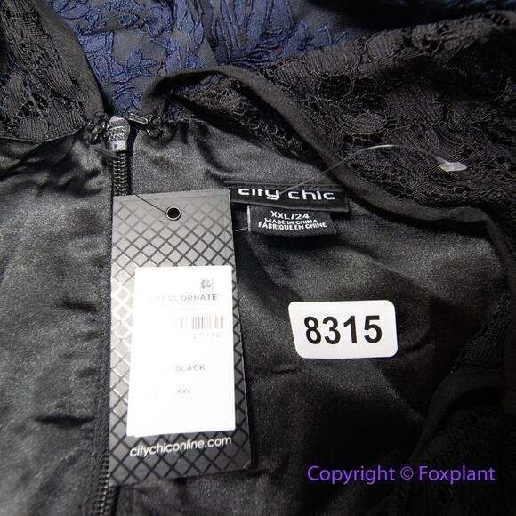New! City Chic Ornate Dress in black lace and navy jacquard,‎ plus size 24 - Picture 16 of 16